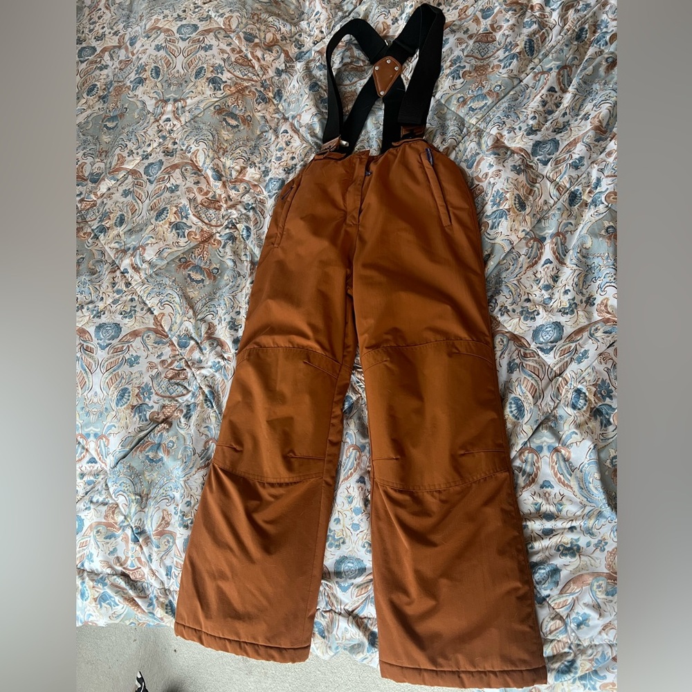 SOLD Amazon Essentials Brown Water-Resistant Snow Pants with Suspenders